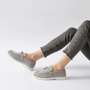 Elegant Gray Suede Loafers For Men